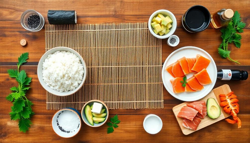 arrange nori and ingredients