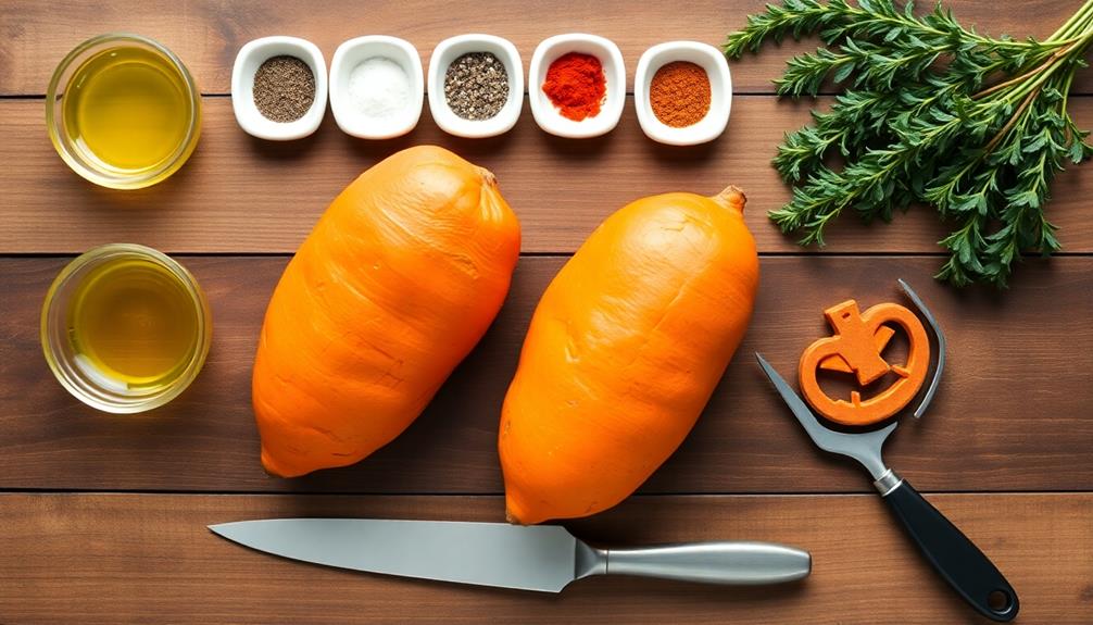 slice sweet potatoes lengthwise