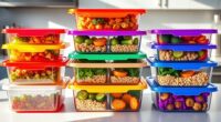 color coded meal prep containers