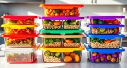 color coded meal prep containers
