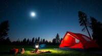 camping tent under stars