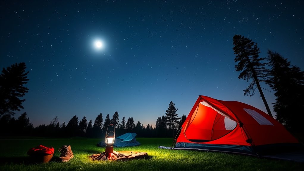 camping tent under stars