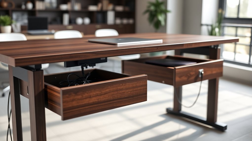 clutter free adjustable desk