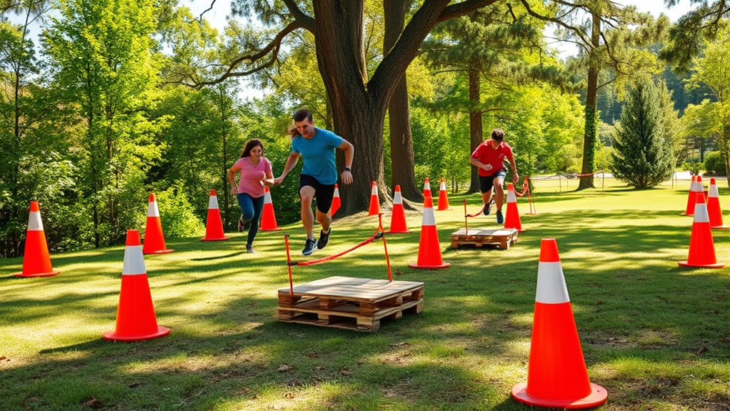 create indoor outdoor obstacle course