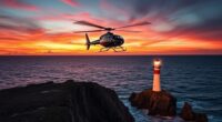 from helicopter to lighthouse