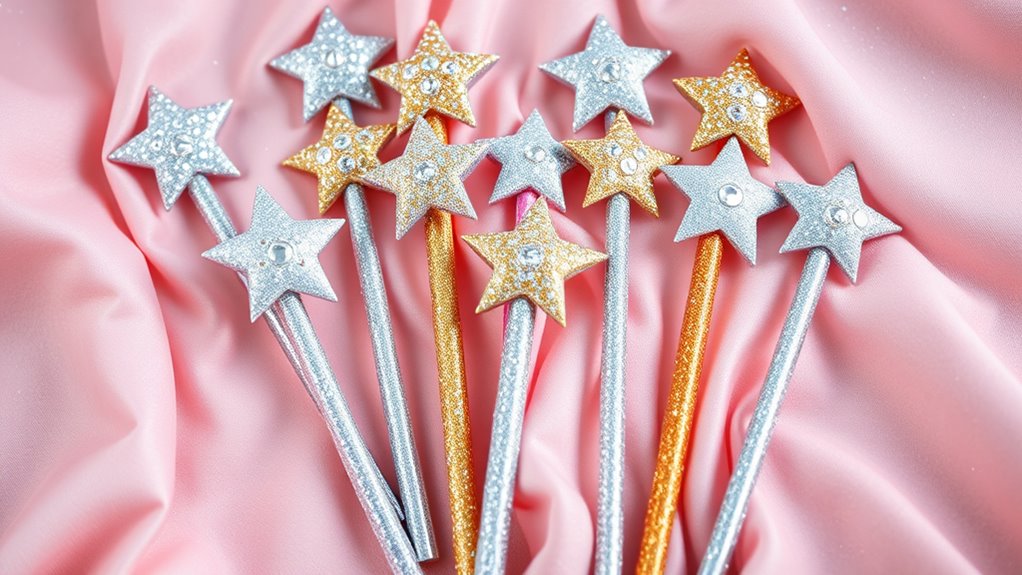 glittery pretend magic wands