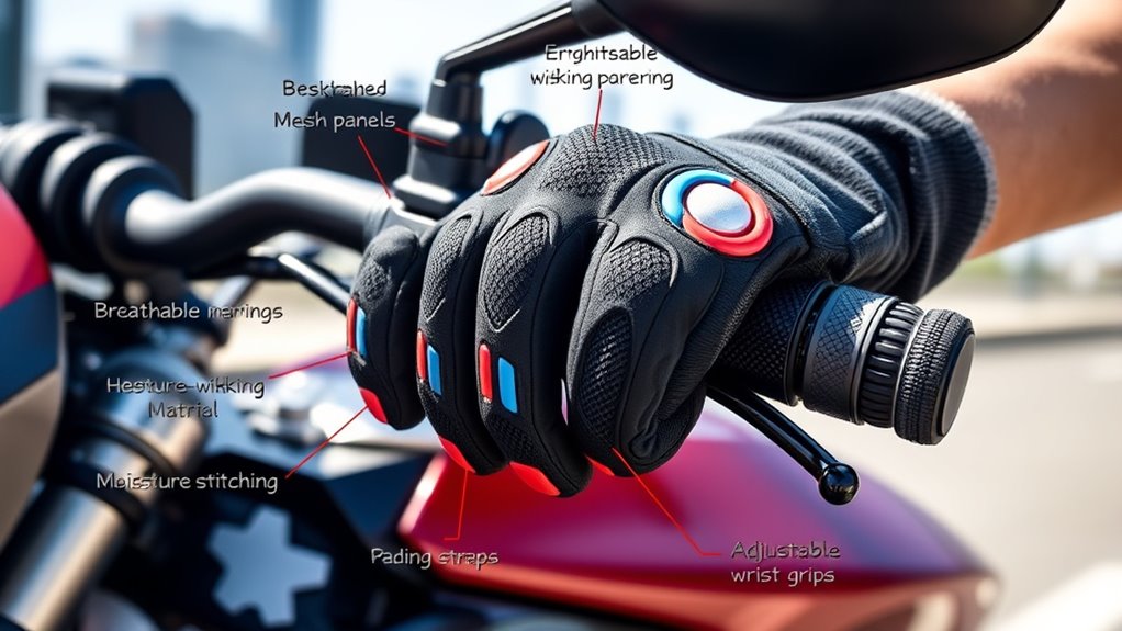 safety focused motorcycle glove features