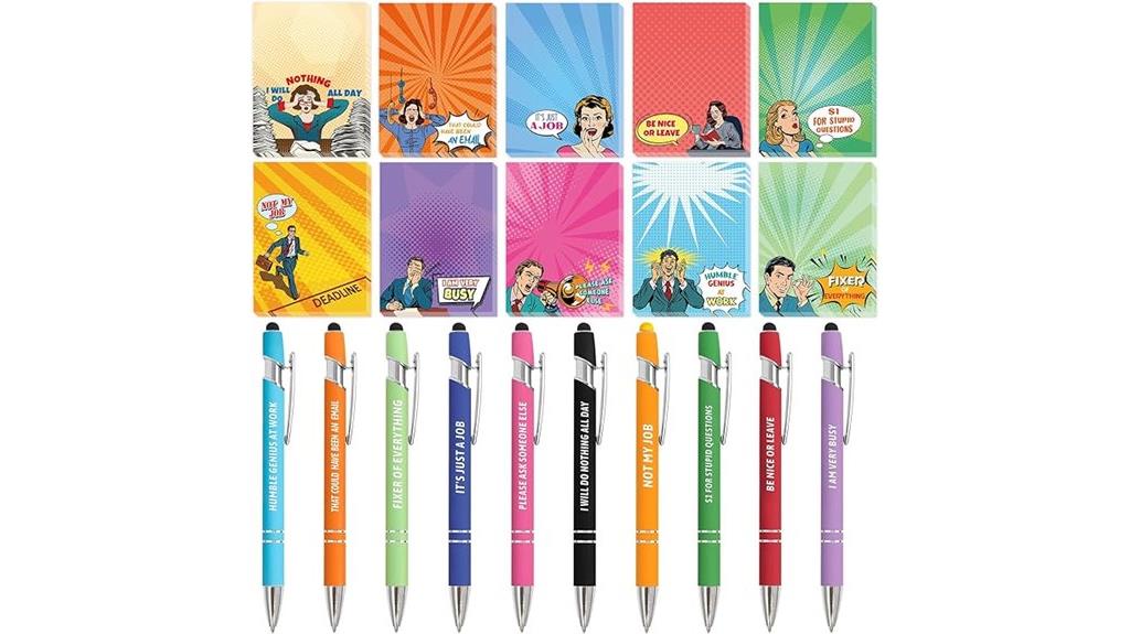 colorful notepad and pen set
