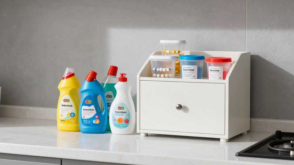 secure cleaning supplies safely