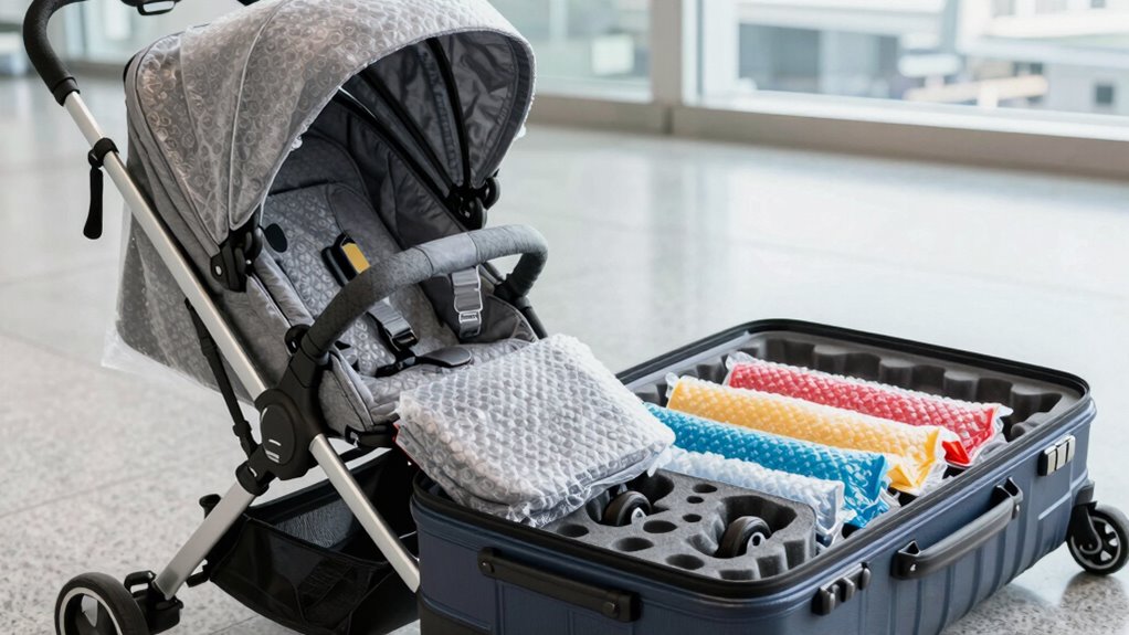 securely pack stroller for travel