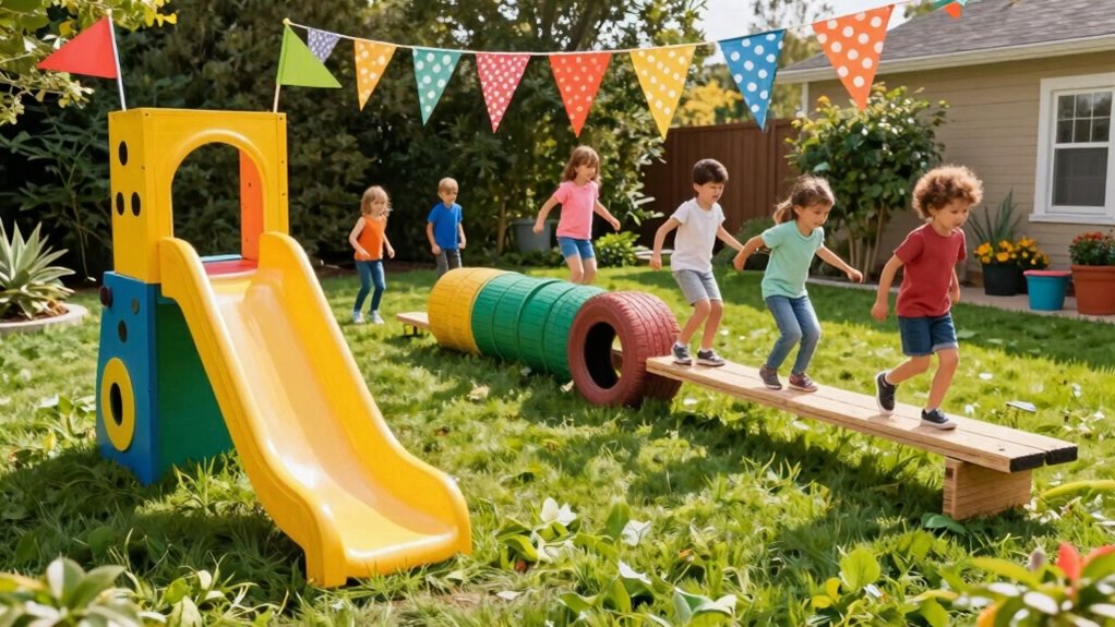 themed colorful obstacle decorations