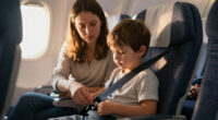 Kind Anschnallen Flugzeug